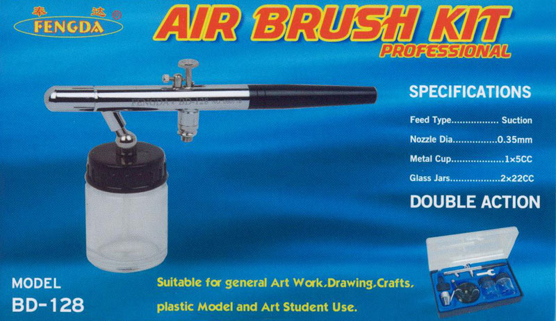 Airbrush Pistole Komplett Set Semi Single Action+Düse 0.35 mm+Zubehör BD-128 