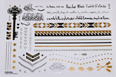 Gold Silver Black | Jewelry Flash Tattoo stickers W-089, 21x15cm