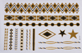 Gold Black | Jewelry Flash Tattoo stickers W-151, 21x15cm