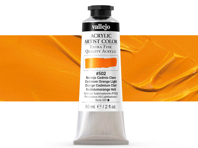 Farbe Vallejo Acrylic Artist Color 16502 Cadmium Orange Light (60ml)