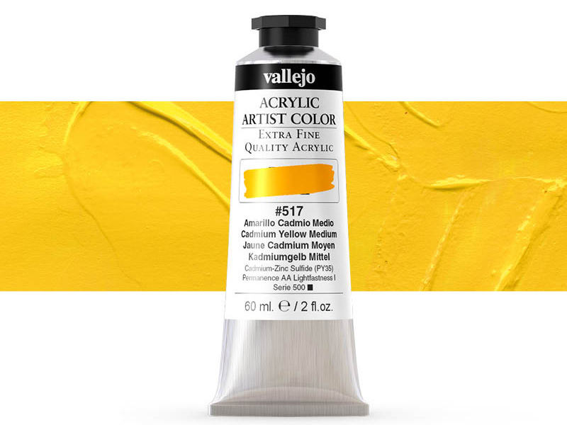 Farbe Vallejo Acrylic Artist Color 16517 Cadmium Yellow Medium (60ml)