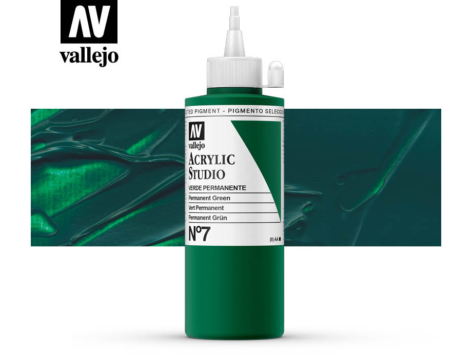 Farbe Vallejo Acrylic Studio 22007 Permanent Green (200ml)
