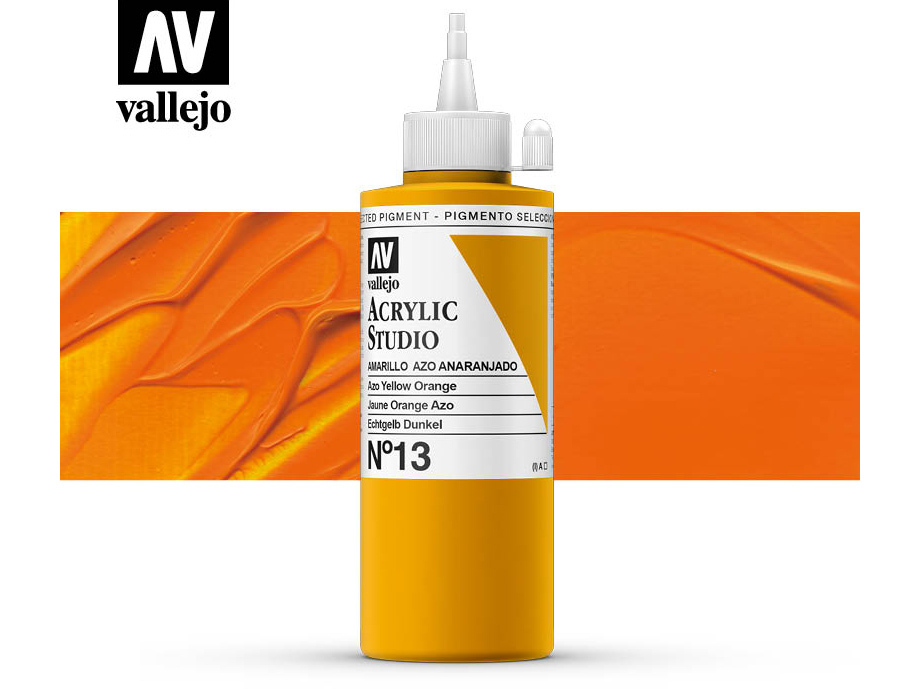 Farbe Vallejo Acrylic Studio 22013 Azo Yellow Orange (200ml)