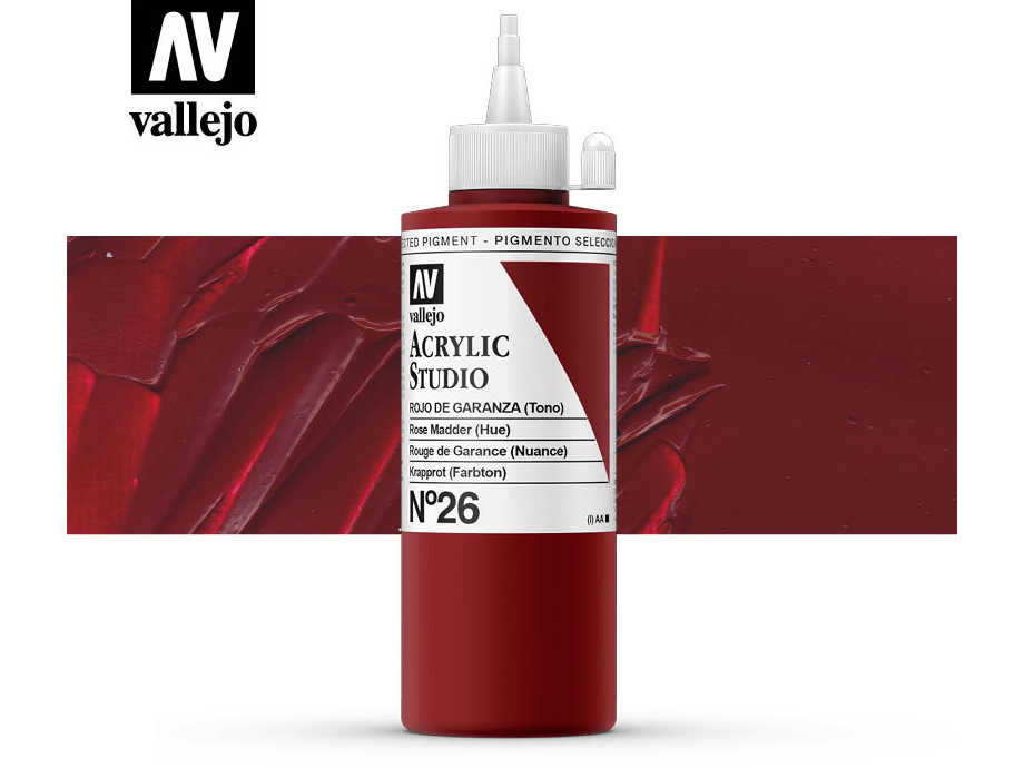 Farbe Vallejo Acrylic Studio 22026 Madder Red (200ml)