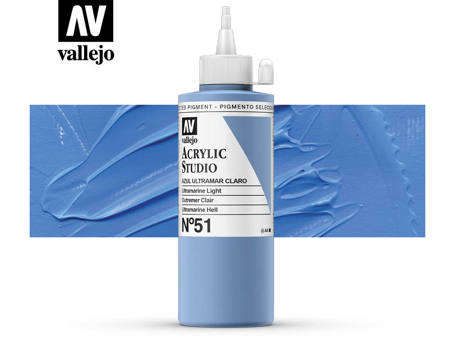 Farbe Vallejo Acrylic Studio 22051 Ultramarine Light (200ml)