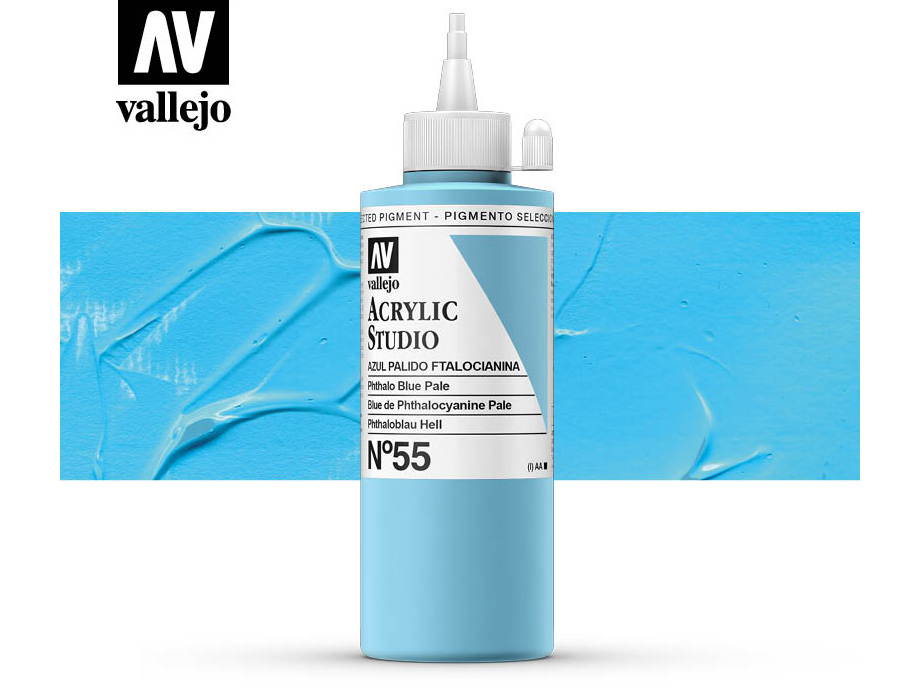 Farbe Vallejo Acrylic Studio 22055 Phthalo Blue Pale (200ml)