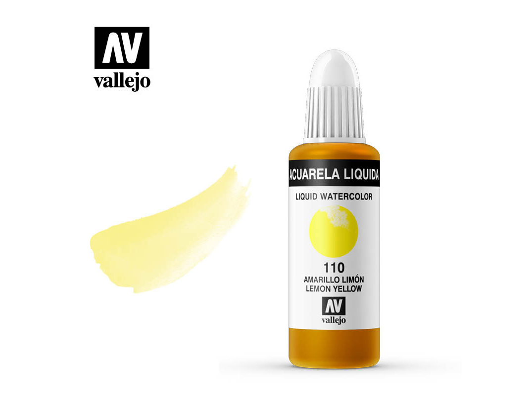 Farbe Vallejo Liquid Watercolor 33110 Lemon Yellow (32ml)