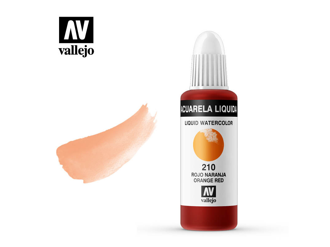 Farbe Vallejo Liquid Watercolor 33210 Orange Red  (32ml)