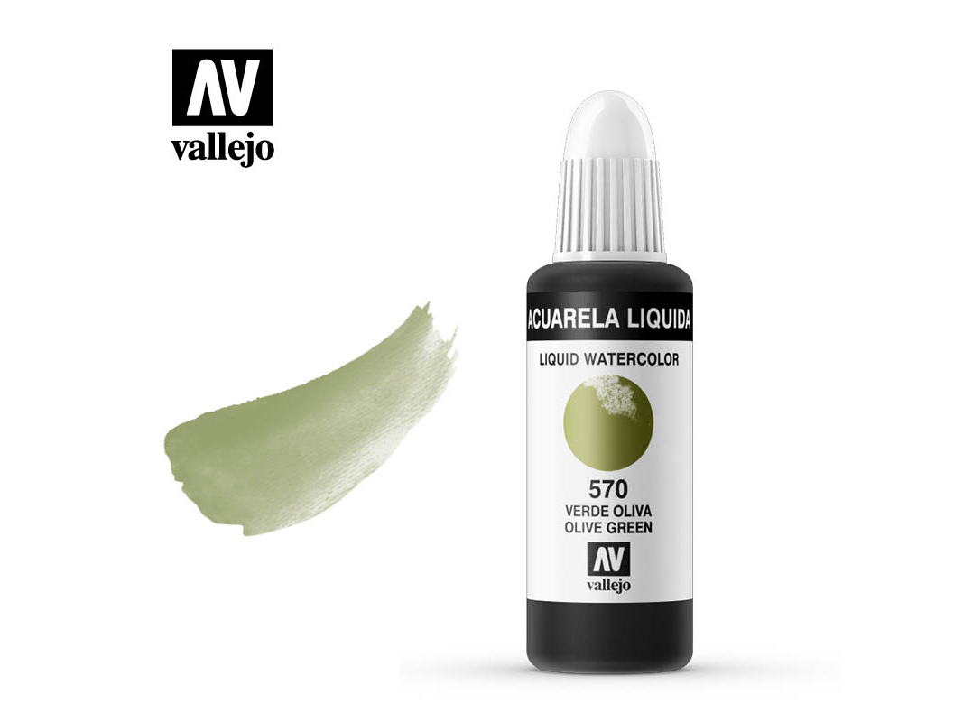 Farbe Vallejo Liquid Watercolor 33570 Olive Green (32ml)
