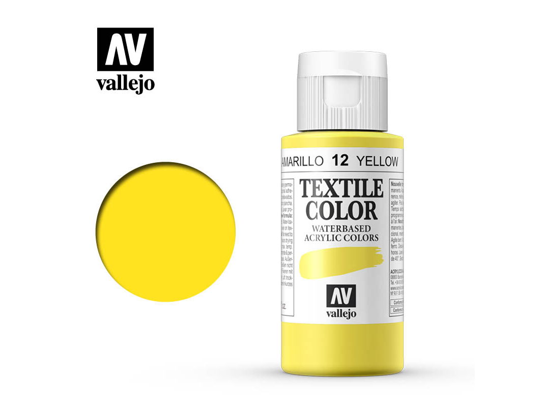 Textilfarbe Vallejo Textile Color 40012 Yellow (Opaque) (60ml)