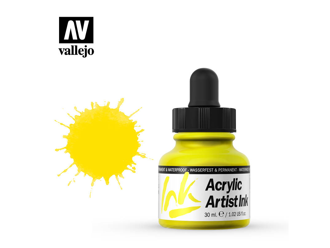 Tinte Vallejo Acrylic Artist Ink 60002 ProcessYellow (30ml)