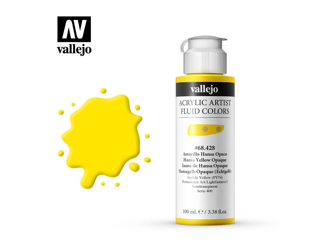 Farbe Vallejo Acrylic Fluid Color 68428 Hansa Yellow Opaque (100ml)
