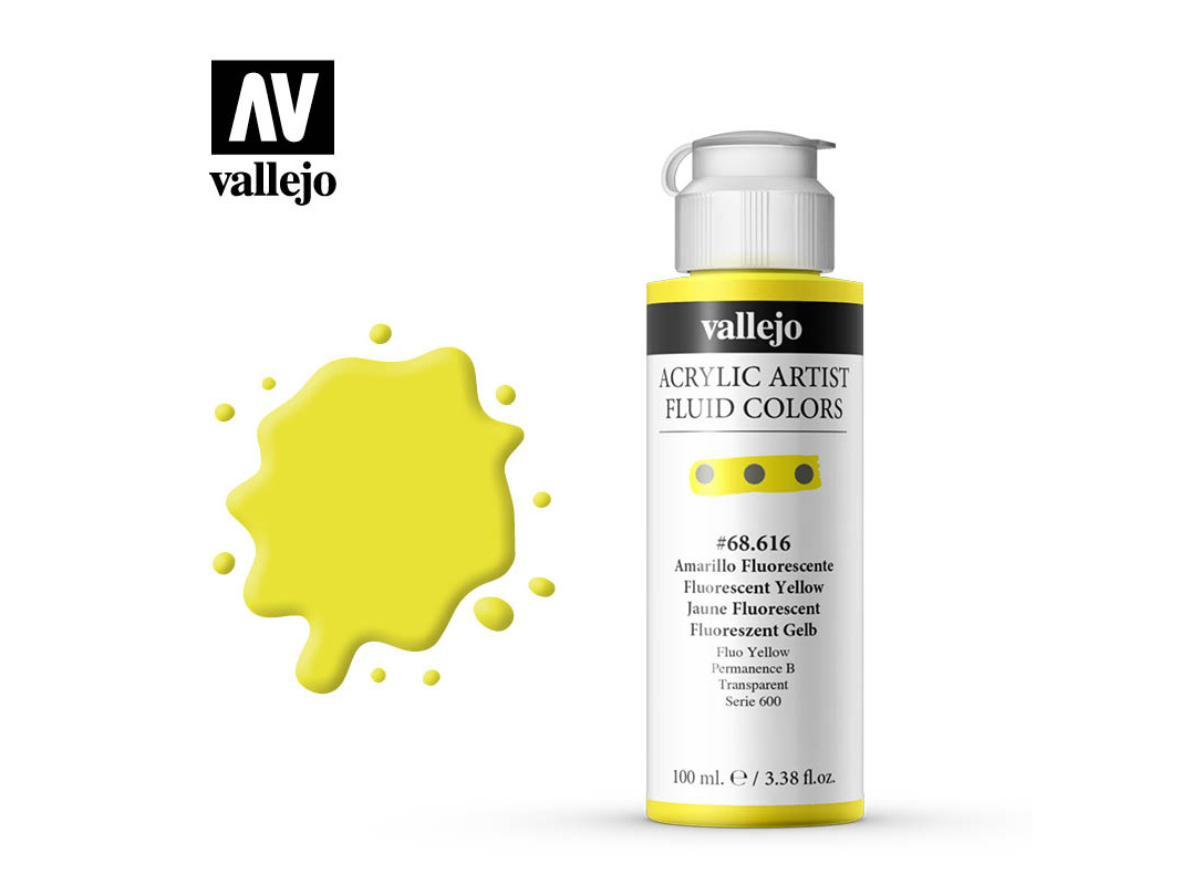 Farbe Vallejo Acrylic Fluid Color 68616 Fluorescent Yellow (100ml)