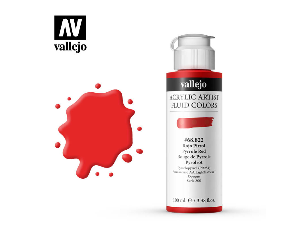 Farbe Vallejo Acrylic Fluid Color 68822 Pyrrole Red (100ml)