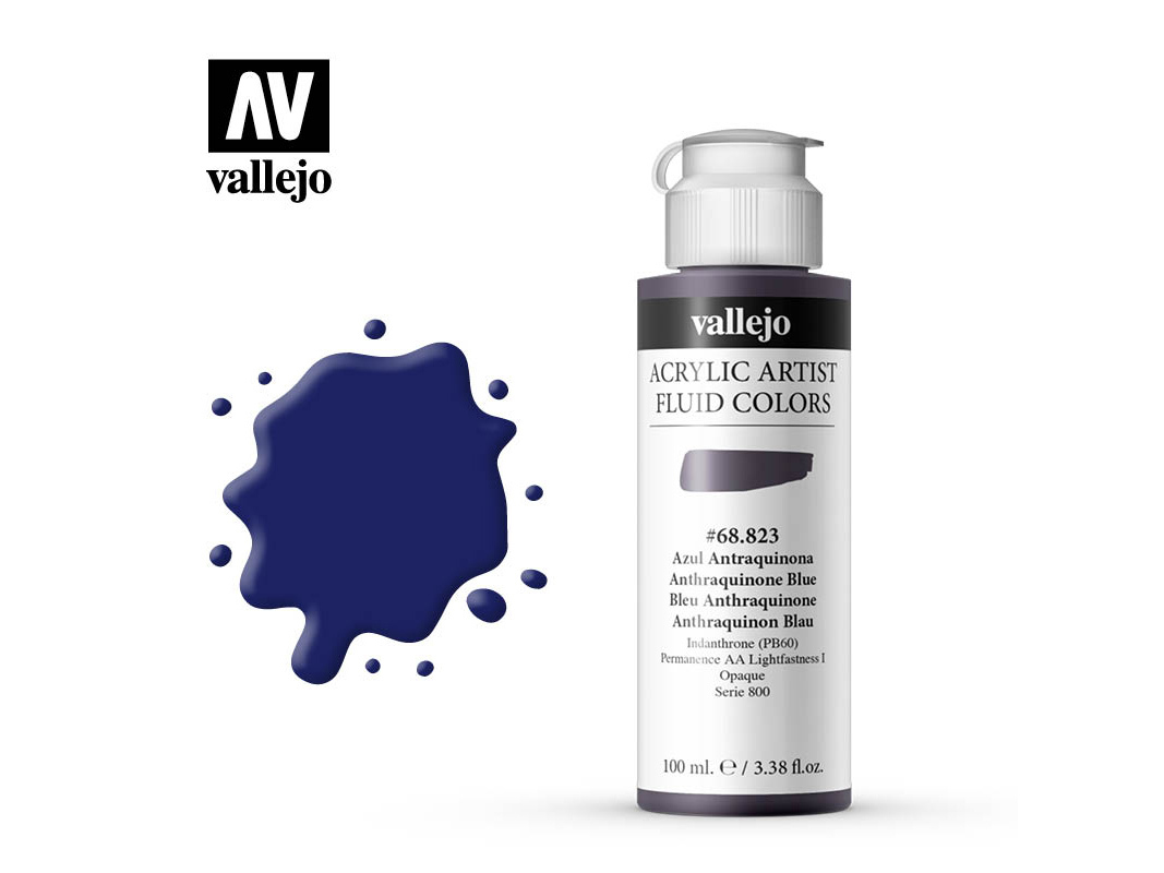 Farbe Vallejo Acrylic Fluid Color 68823 Anthraquinone Blue (100ml)