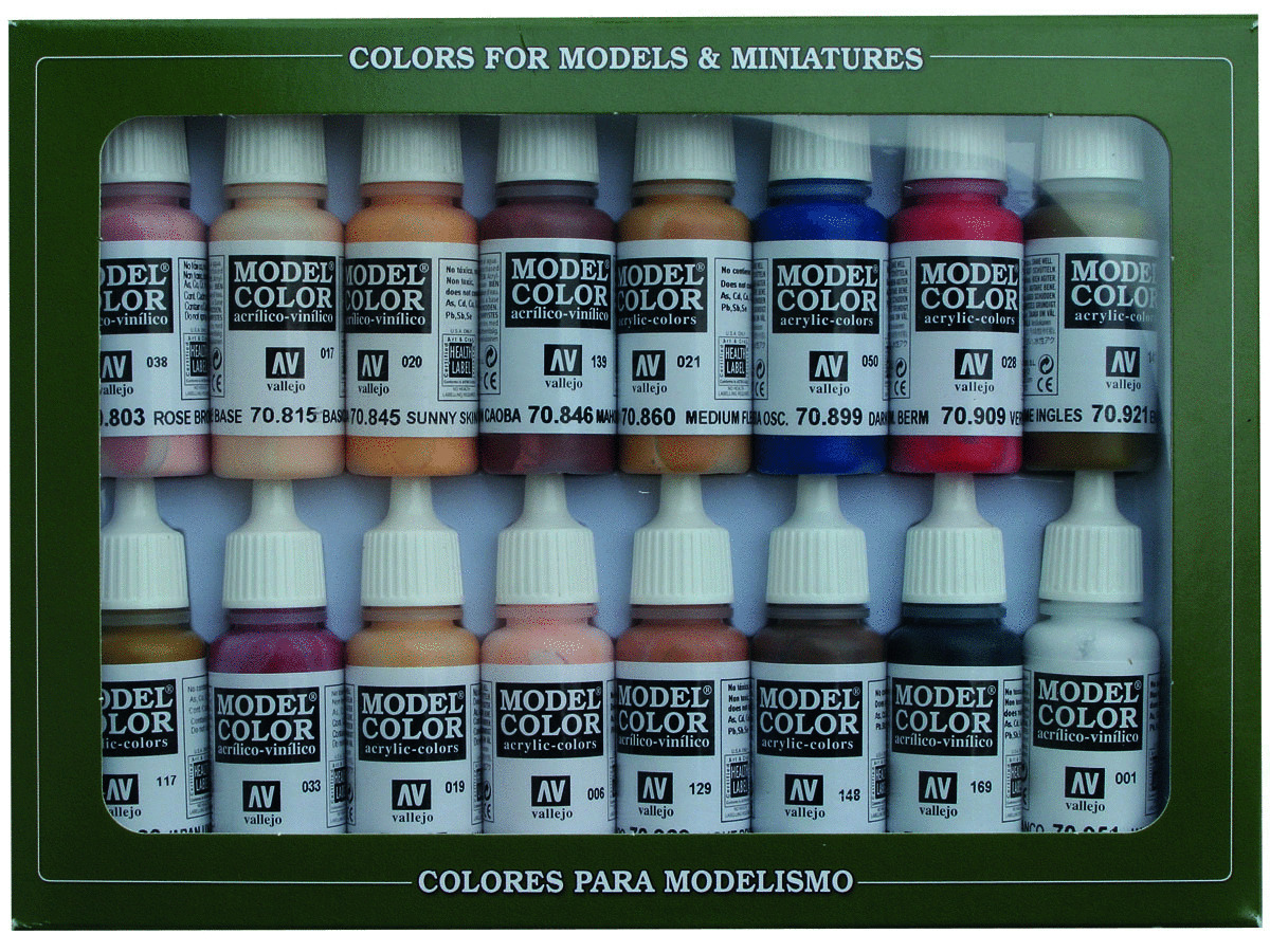Vallejo Model Color 16 color Set 70125 Face & Skin Tones (16)