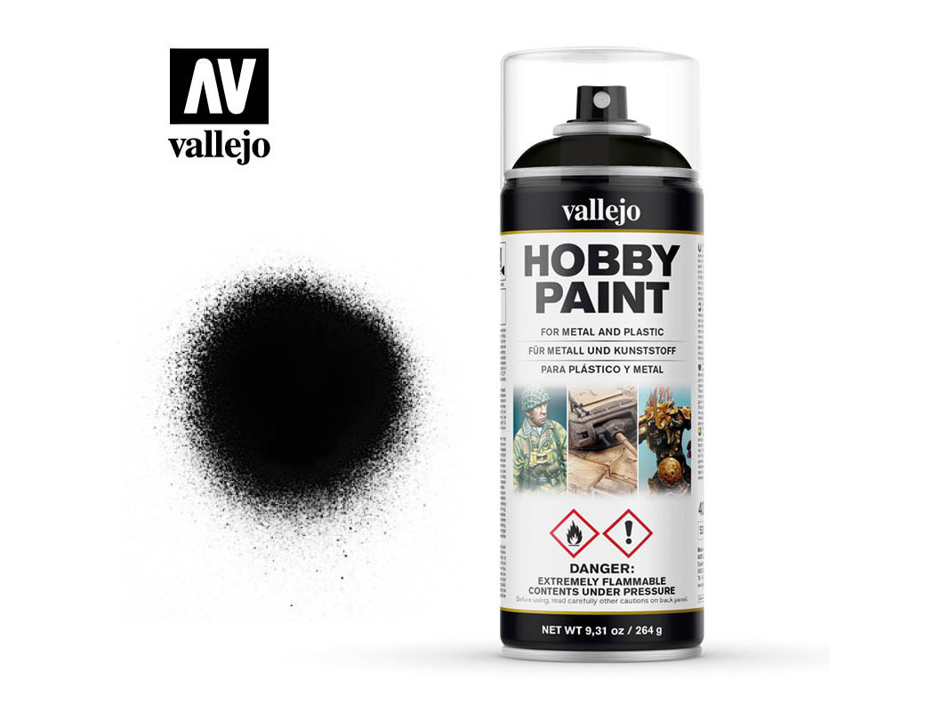 Vallejo Hobby Spray Paint 28012 Black Primer Spray (400ml)