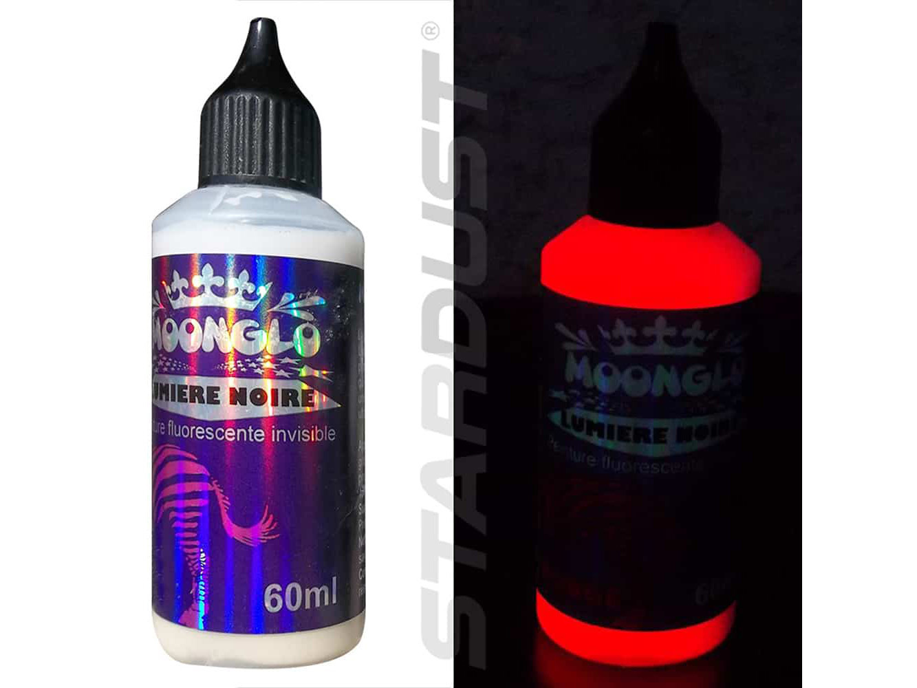 Stardust MOONGLO BLACKLIGHT INVISIBLE UV Farbe für Pinsel - RED 60ml