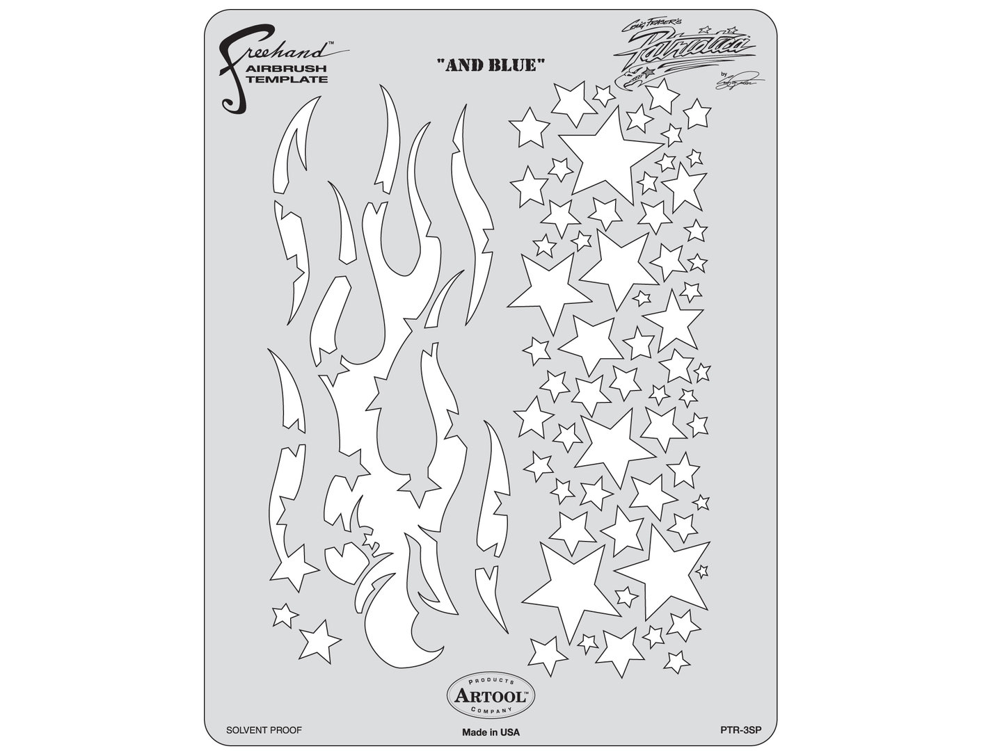 ARTOOL PTR 3 SP Patriotica And Blue Freehand Airbrush Template by Craig Fraser