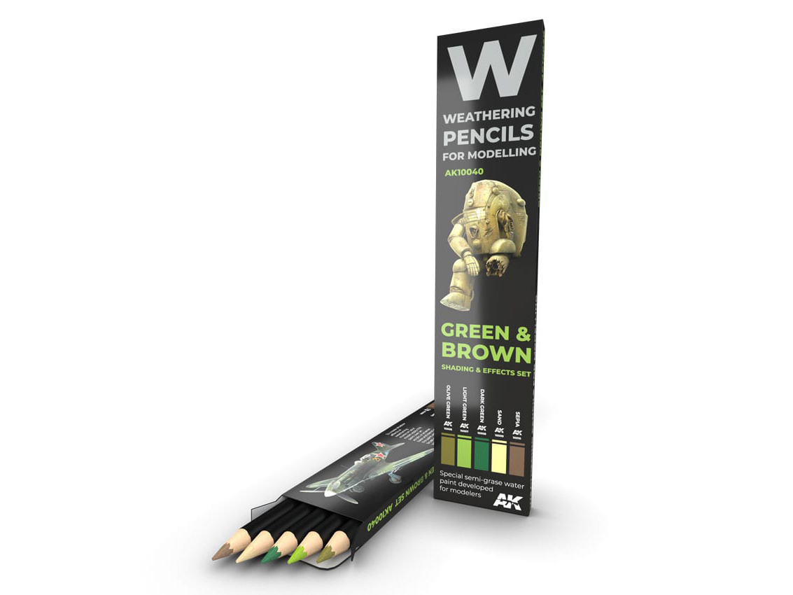 AK AK10040 Watercolor Pencil SET GREEN AND BROWN CAMOUFLAGES (5 colors)