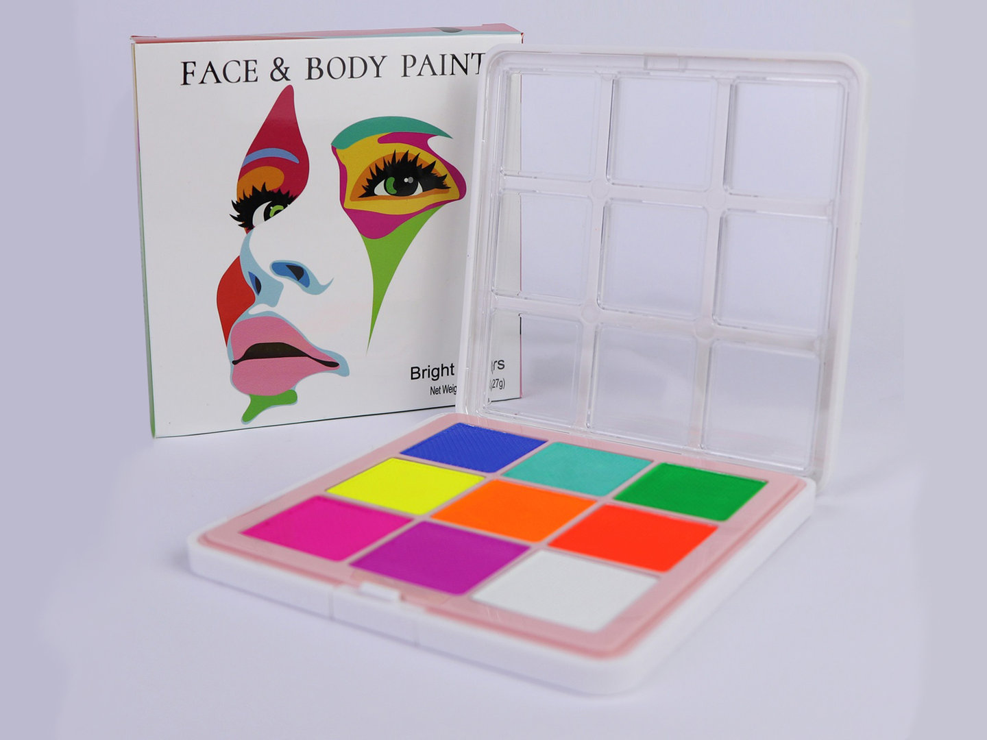 Bodypainting Facepainting set of water colors - 9 PCS BRIGHT SET (27g)