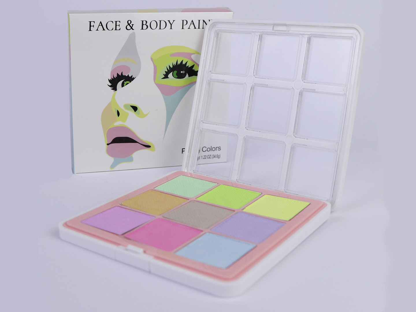 Bodypainting Facepainting set of water colors - 9 PCS PASTEL SET (34.6g)